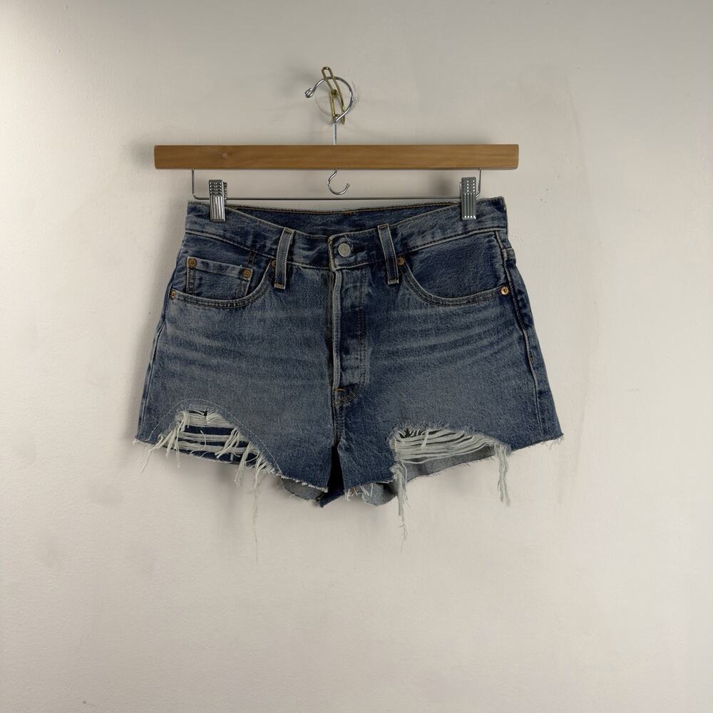 Levi’s 501 Shorts Womens W28 High Rise Distressed Denim Cutoff Button Fly NWOT